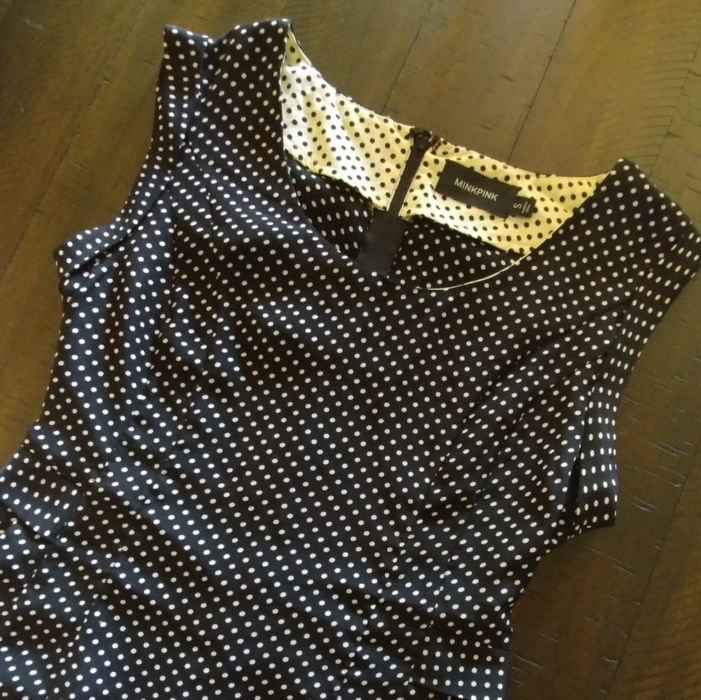 Retro skater dress black with white polka dots
